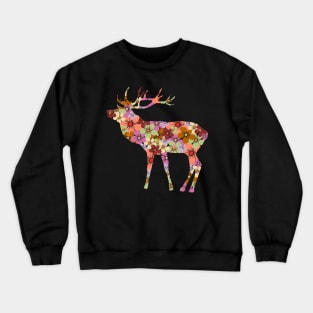 deer stag flower wild animal hunting bloom Crewneck Sweatshirt